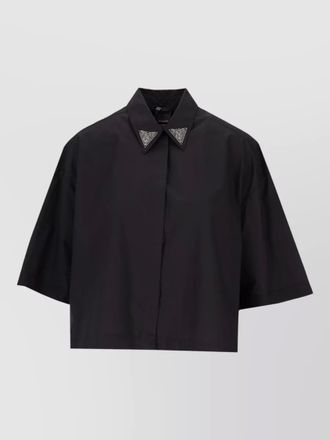 Pinko pescara poplin shirt jacket short sleeves collar