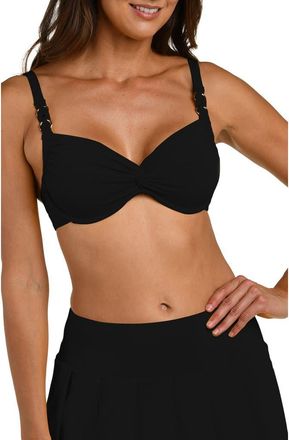 La Blanca Island Twist Front Underwire Bikini Top in Black at Nordstrom, Size 16