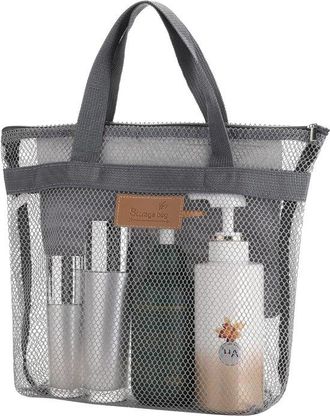 No Brand Bolsa De Ducha Port&aacute;til De Malla Con Cremallera Y 2 Bolsillos: Organizador De Ba&ntilde;o Colgante De Secado R&aacute;pido Para Viajes, Residencias Universitarias, 