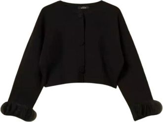 Twinset Gebreid en Organza Jas - Dames - Zomerjassen - Zwart - M - Organza - Jassen