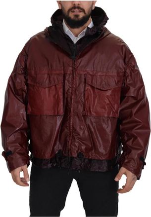 Dolce & Gabbana Cotton Hooded Full Zip Jacket - Heren - Winterjassen - Rood - L - Katoen - Jassen
