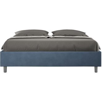 ITYhome Ityhome - Letto Matrimoniale rivestito in Microfibra - azelia - Dimensione Rete: 160x190 - Colore: Blu - Tipologia Letto: Senza Rete