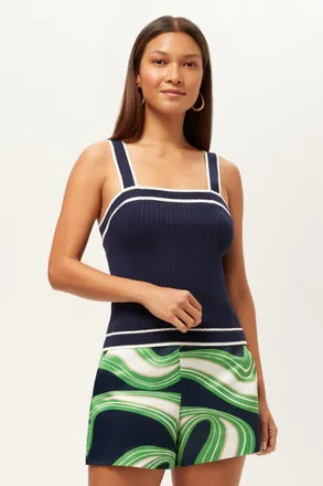 Trina Turk Break Point Contrast Trim Knit Cami Top