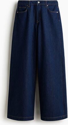 H&M Wide High Jeans in Dark Denim Blue at Nordstrom, Size 14