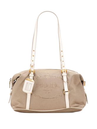 Prada 2000-2025 Canvas Canapa Logo shoulder bag - unisex - Canvas/Calf Leather - One Size - Brown