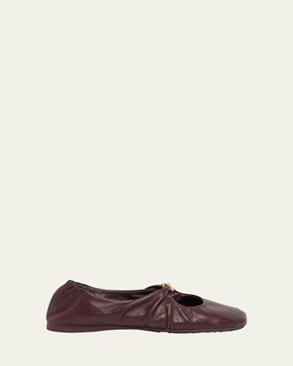 Loewe Pebble Soft Leather Ballerina Flats