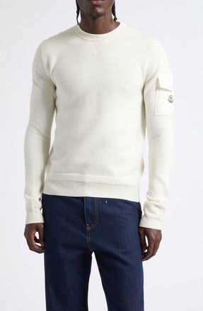 Moncler Wool Crewneck Sweater in Silk White at Nordstrom, Size Xx-Large
