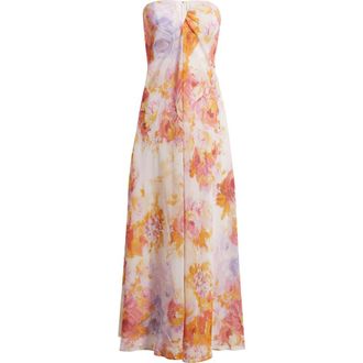 Parker The Emerson Floral Strapless Dress in Barely Peach at Nordstrom, Size 10