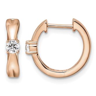 Diamond2Deal 14K Rose Gold 1/5 ct Lab Grown Diamond Hinged Hoop Earrings VS Clarity, G-H Color