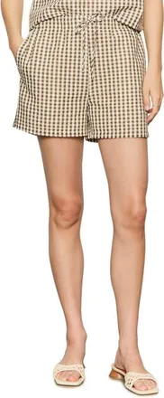 Sanctuary Easy Gingham Seersucker Shorts in Timber Green/White at Nordstrom, Size Xx-Small