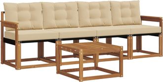 vidaXL Conjunto De Sof&aacute;s De Exterior 5 Uds. Natural Y Beige Vidaxl