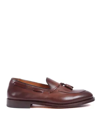 Doucal's Brown Adler Calfskin Tassel Loafers
