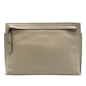 Loewe Pre-owned Clutches, female, Beige, Size: ONE SIZE Pre-owned Embossed Leather Clutch