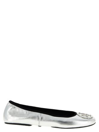 Tory Burch Reva Travel Ballet Flats Silver