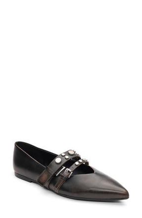 Ash Britnie Pointed Toe Flat in Black Distressed at Nordstrom Rack, Size 11Us / 41Eu