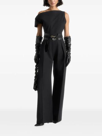 Mani&egrave;re De Voir Valerie one-shoulder jumpsuit - women - Cotton - 16 - Black