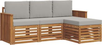 vidaXL Conjunto De Sof&aacute;s De Exterior 4 Uds. Gris Natural Y Claro Vidaxl