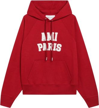 Ami Sudadera con bordado de fieltro con logo - Sweatshirts & Hoodies - Mujer - Rojo - S