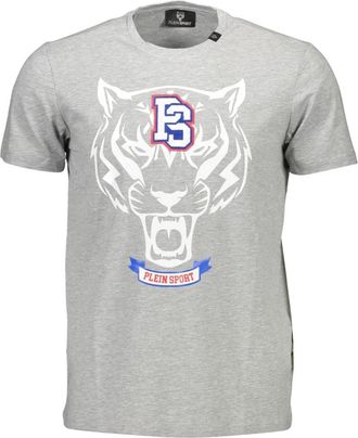 Plein Sport Short Sleeve Crew Neck T-Shirt - Heren - Sportshirts - Grijs - XL - Katoen - Fitness