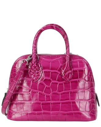 Tiffany & Fred Mini Croc-Embossed Leather Satchel