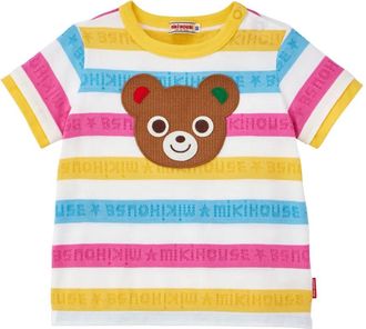 Miki House striped T-shirt - kids - Polyester/Cotton - 5 yrs - Yellow