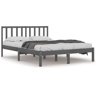 Berkfield Home Bed Frame Grey Solid Wood Pine 200x200 cm