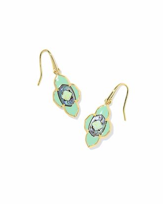 Kendra Scott Womens Abbie Medallion Small Drop Earrings In Abalone Sea Green Mix