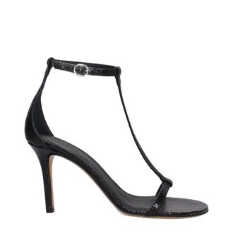 Isabel Marant Black Leather Stiletto Heel Womens Sandals