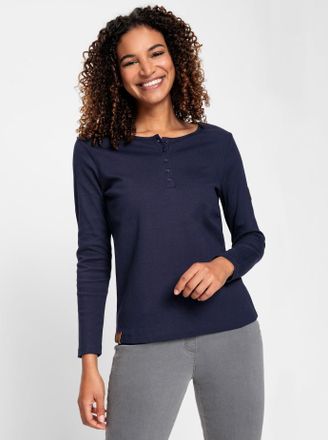 Casual Looks T-Shirt CASUAL LOOKS Rundhals-Shirt, Damen, Gr. 36, blau (marine), 95% Baumwolle, 5% Elasthan, unifarben, Rundhals, Shirts T-Shirt