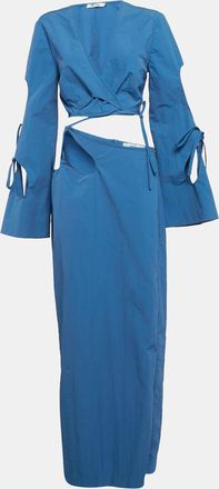 CHRISTOPHER ESBER Blue Nylon Blend Tie-Up Skirt And Top Set