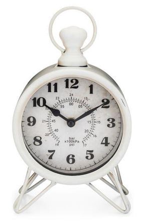 Westclox Vintage Metal Tabletop Clock in White at Nordstrom Rack