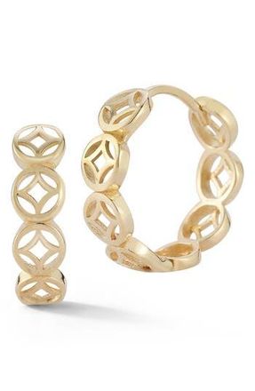 Ember Fine Jewelry 14K Gold Open Work Huggie Hoop Earrings at Nordstrom Rack