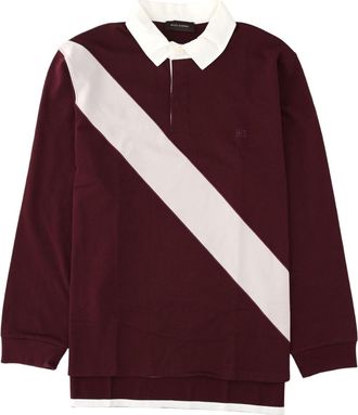 Wales Bonner Burgundy Diagonal Stripe Long-Sleeve Cotton Polo Shirt