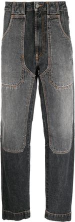 Diesel patchwork straight-leg jeans - men - Cotton/Hemp - 34 - Black