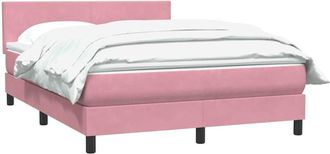 vidaXL Cama Box Spring Con Colch&oacute;n Terciopelo Rosa 140x220 Cm Vidaxl
