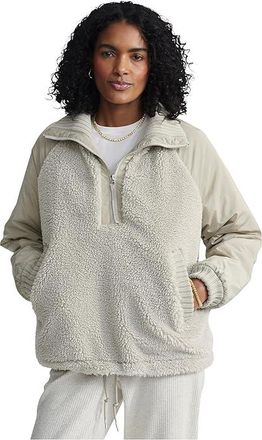 Varley Denee Half Zip Sherpa Jacket Womens Coat Agate Grey : XXS, Polyester