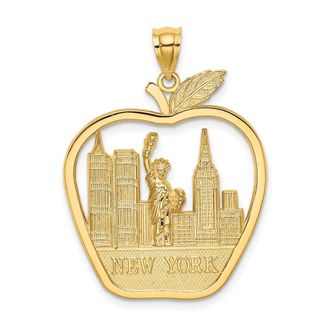Diamond2Deal 14k Yellow Gold NEW YORK Apple New York Skyline Statue of Liberty Charm