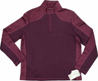 PGA TOUR Mens Thermal Stretch Textured 1/4 Zip Golf Pullover In Fig Caviar Htr