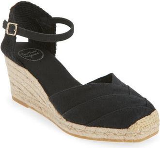Toni Pons Clara Ankle Strap Espadrille Wedge in Negre at Nordstrom, Size 8-8.5Us