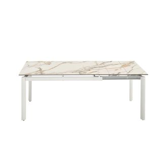 MondoViro Mesa extensible en gres porcel&aacute;nico blanco 140x90 cm 76h