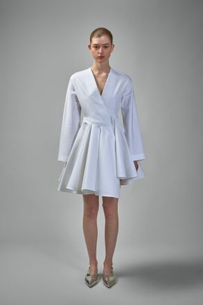 Alaia Asym Belt Dress In Poplin
