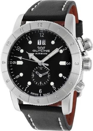 Glycine Airman Contemporary GMT Quartz Black Dial Mens Watch GL0150