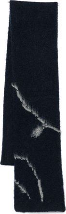 Dries Van Noten Rectangular Abstract Pattern Scarf in Deep Navy