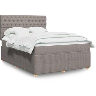 vidaXL Vidaxl - Cama Box Spring Con Colch&oacute;n Tela Gris Taupe 140x190 Cm