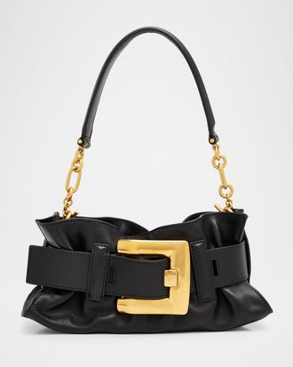 Balmain Anthem Mini Belted Leather Shoulder Bag