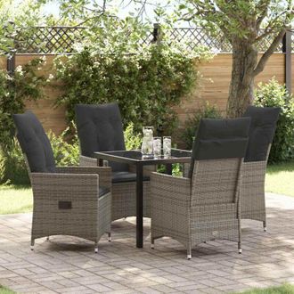 vidaXL Vidaxl - Conjunto De Comedor De Jard&iacute;n Con Coj&iacute;n 5 Pcs Gris Polirat&aacute;n