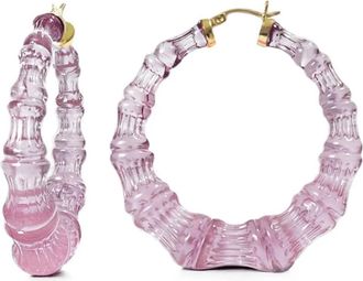 Gold & Honey Womens Lucite Bamboo Hoop Earrings In Winter Rose