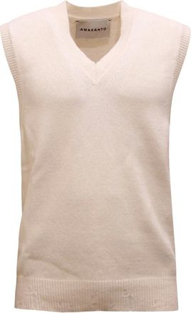 Amaranto Amar&aacute;nto, Truien & Vesten, Heren, Wit, S, Wol, Wool Distressed Waistcoat