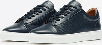 Oliver Sweeney Almada Mens Perforated Leather Trainers in Dark Blue - Size UK 10