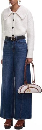 Self Portrait Bleached Denim Jeans In Blue